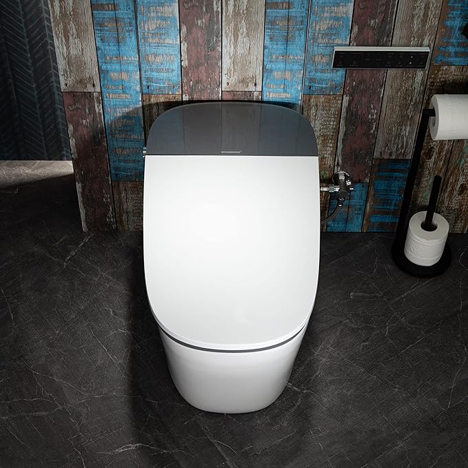 WOODBRIDGE Smart Toilet 1.28 GPF Dual Flush, Auto Open & Close, Auto Flush, Foot Sensor,1000 Gram MaP Flushing Score,Movement Drying,Heated Seat,ADA Chair Height and Cleaning Foam Dispenser