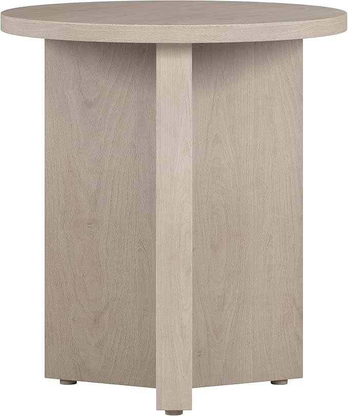 Henn&Hart 20" Wide Round Side Table in Alder White, for Home, Living Room, Bedroom, Entertainment or Office