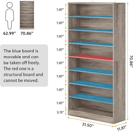 Tribesigns 2PCS Shoe Cabinet, 9 Tiers 40-45 Pairs Heavy Duty Wood Freestanding Shoe Storage Cabinet, 70.8'' Tall Shoe Cabinet with Open Storage for Entryway (Beige Gray)