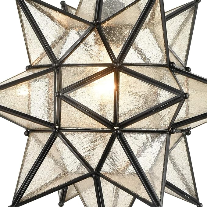 DIRYZON EUL Moravian Star Pendant Light 16 inch Seeded Glass Hanging Light