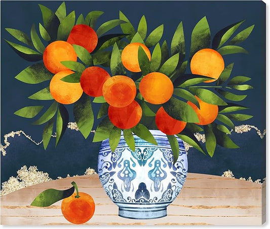 The Oliver Gal Artist Co. Food and Cuisine Wall Art Canvas Prints 'Fruits and Porcelain' Fruits