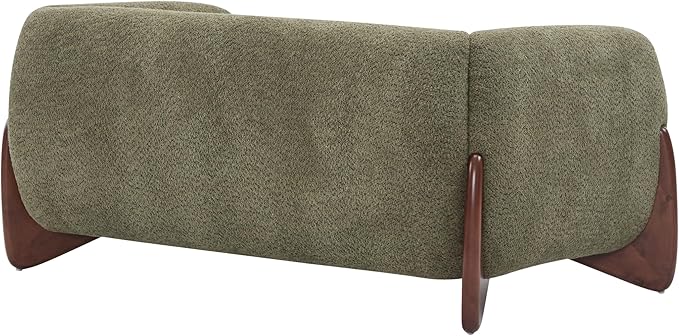 Christopher Knight Home Alma 63" Boucle Loveseat with Wood Legs, 2 Seater Sofa Couches for Living Room, Upholstered Couch Chair, Soft Seating Lounge Sofa Chair, Cozy Loveseat with Armrest, Olive Green