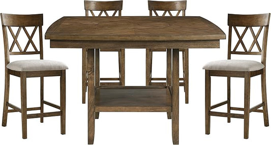 Lexicon Baronscourt 5-Piece Counter Height Dining Set (Cross Back), Light Oak