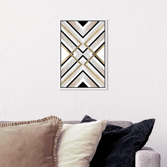 The Oliver Gal Artist Co. Abstract Framed Wall Art Canvas Prints 'Earthy Lux' Geometric Home Décor, 10" x 15", Brown, Gold