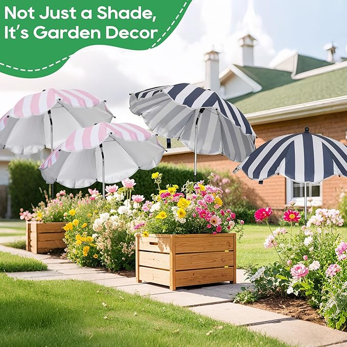 4Pack Digital Printing Plant Umbrellas for Outdoor Plants - 26" Large Garden Sun Shade for Plants with Adjustable Angle & Height (Max 43") - Plant Shades for Outdoor Plants, Flowers & Garden Beds - Plant Umbrella Shade for Potted Plants
