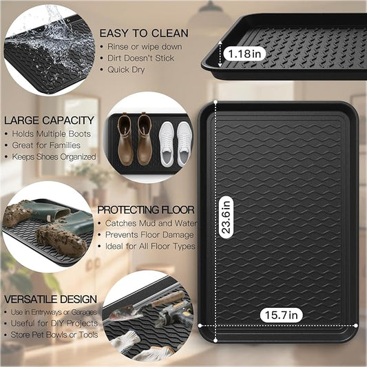 Boot Trays for Entryway, Multifunctional Shoe Mat with Cleaning Brush, Boot Tray for Shoes Plants Pots Pet Bowls