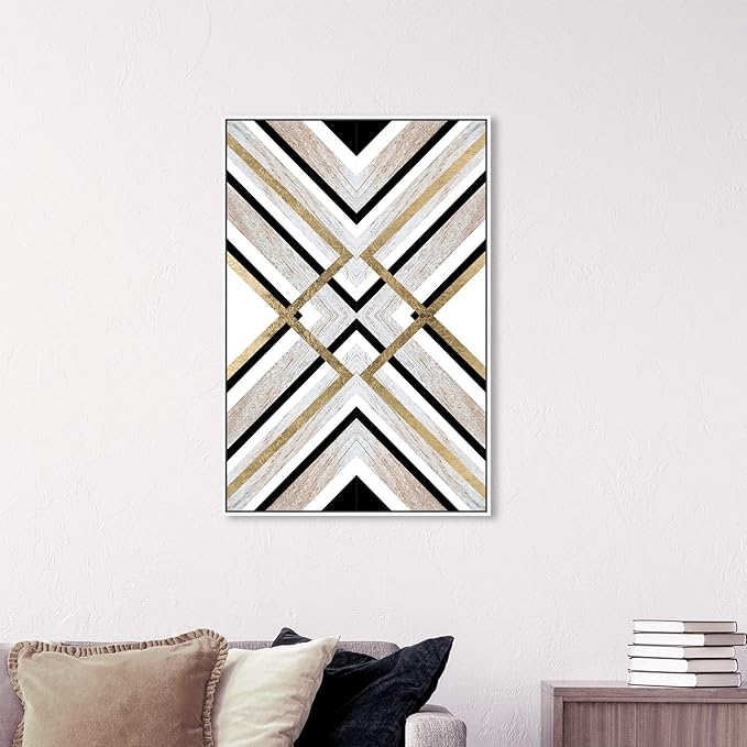 The Oliver Gal Artist Co. Abstract Framed Wall Art Canvas Prints 'Earthy Lux' Geometric Home Décor, 24" x 36", Brown, Gold
