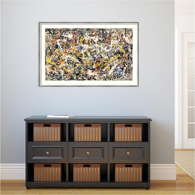 Amanti Art Framed Wall Art Print 27x41 Convergence by Jackson Pollock, Abstract Wall Art, Museum Masters Classics Decor, Large Poster Painting Artwork for Living Room, Bedroom, Bathroom, Kitchen