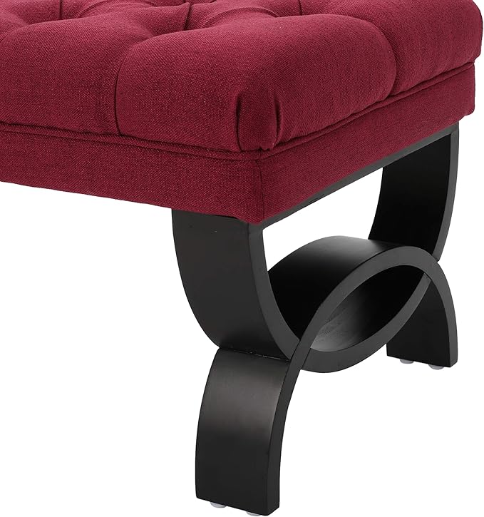 Christopher Knight Home Scarlett Tufted Fabric Ottoman Bench, Deep Red