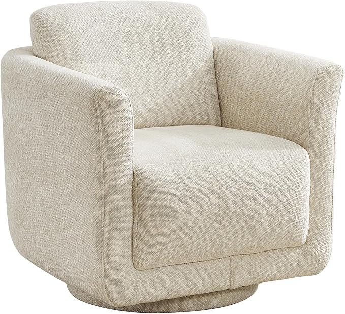 Swivel Accent Chair, 360° Upholstered Swivel Chair, 350 lbs Capacity, Kiln Dried Solid Wood Frame Lumbar Cushion,FSC Certified Upholstered Chair for Living Room Bedroom,Beige