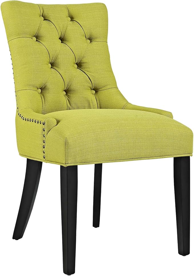 Modway Regent Modern Tufted Upholstered Fabric Two Dining Chairs with Nailhead Trim in Wheatgrass