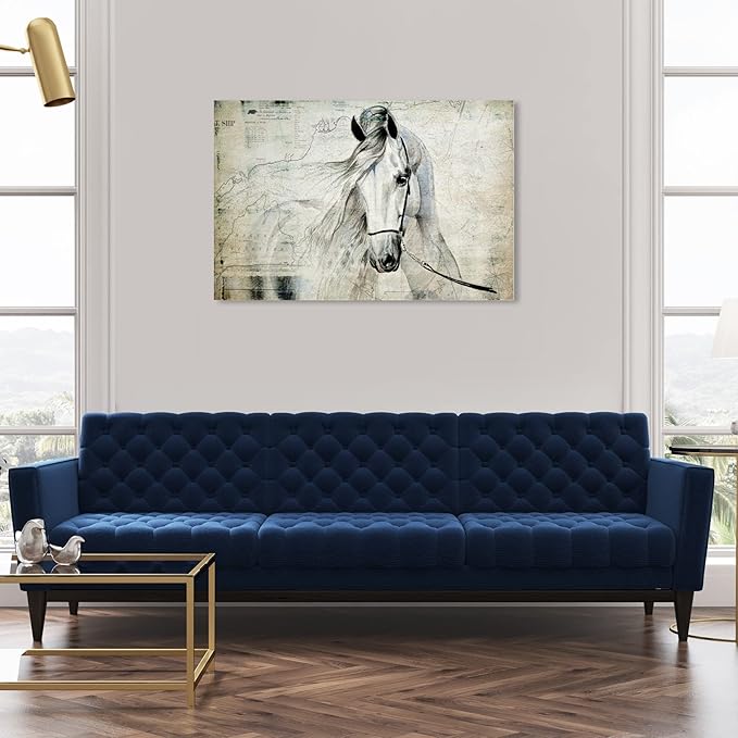 The Oliver Gal Artist Co. Oliver Gal 'Antiqus Equus' Gray Equestrian Wall Art Print Premium Canvas, 45" x 30"