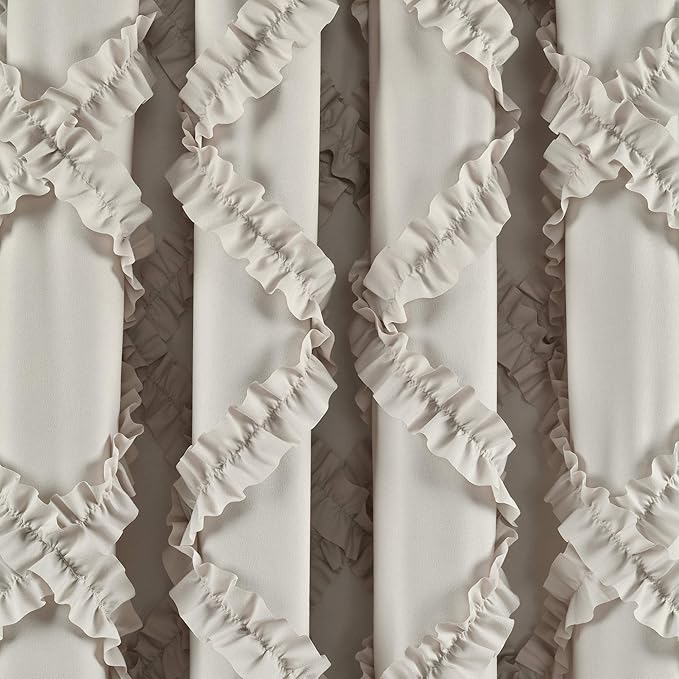 Lush Decor Ruffle Diamond Window Curtain Panel Pair, 84 in x 54 in, Neutral