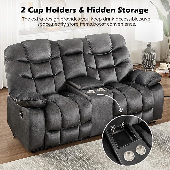 HAOMARKETS Power Recliner Chair with Massage and Heat, 41" Wide Electric Reclining Chairs with USB Port, Breathable Fabric Overstuffed Reclining Sofa for Living Room,Grey