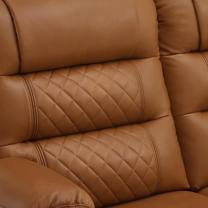 MCombo 56.3" Zero Gravity Power Loveseat Recliner with Heat and Vibration Massage, Reclining Loveseat Sofa with USB Ports, Cup Holders for Living Room, Faux Leather PR622Sets (Saddle)