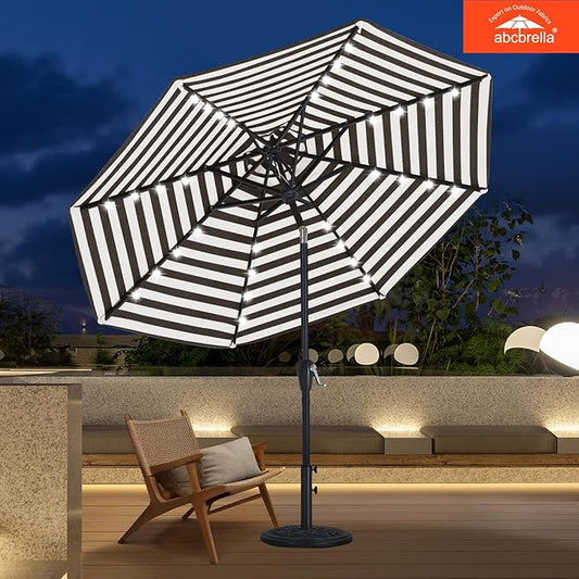 ABCCANOPY OLEFIN® 5-Year No Fading Patio Umbrella with Solar Lights (Black Stripe)