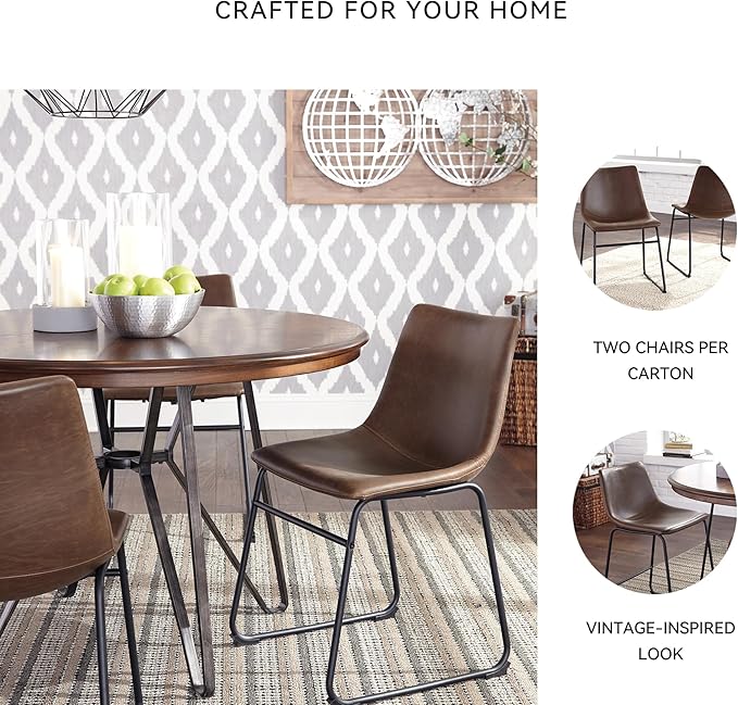 Signature Design by Ashley Mid Century Centiar 18.75" Dining Bucket Chair, 2 Count, Black and Brown