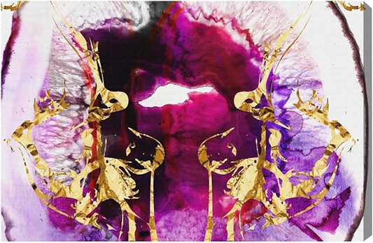 The Oliver Gal Artist Co. Abstract Wall Art Canvas Prints 'Smoking Agate' Home Décor, 30 in x 20 in, Purple, Gold