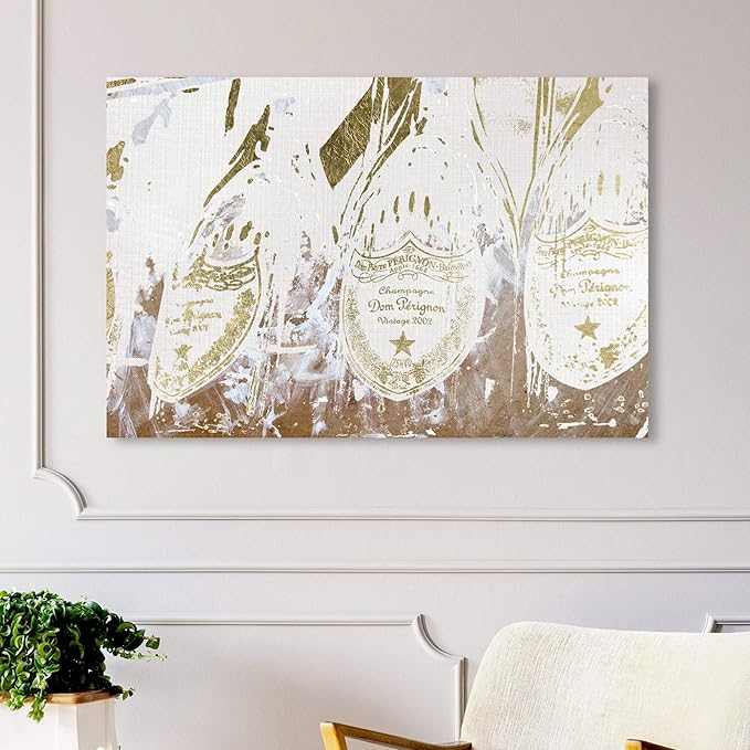 The Oliver Gal Artist Co. Drinks and Spirits Wall Art Canvas Prints 'Champagne Showers' Home Décor, 45 in x 30