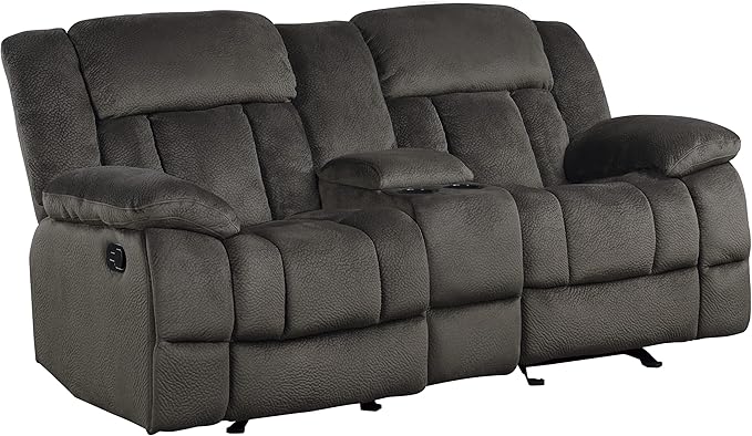 Lexicon Reclining Living Room Set, Manual Reclining Sofas, Couches for Living Room, Includes Reclining Sofa and Dual Glider Recliner Loveseat, 2-Piece Set, Chocolate