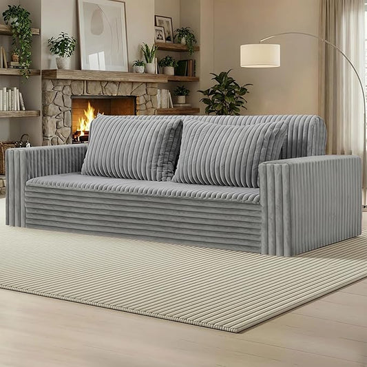 HABUTWAY Folding Sofa Bed, 2 in 1 Convertible Sleeper Chair with 2 Pillows, Portable Fold Out Chair Bed with Armrest, Comfy Floor Couch, Lazy Sofa for Living Room Bedroom Dorm Home Office, Light Grey