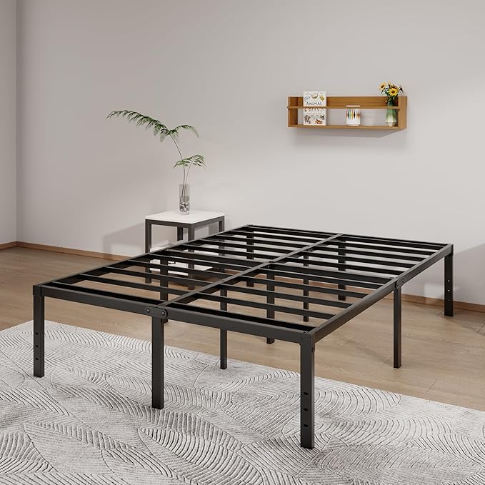 Metal Bed Frame California King Size - 18 Inch Heavy-Duty Cal King Platform Bed Frame No Box Spring Needed, Easy Assembly, Noise-Free, Sturdy Mattress Foundation, Underbed Storage Space