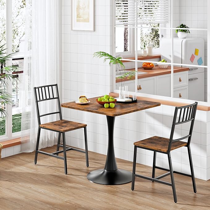 HOOBRO Dining Table, Square Dining Table for 2, 27.6" Dining Room Table for Small Spaces, Tulip Kitchen Table,Anti-Slip Heavy Base, Easy to Assemble, for Living Room, Kitchen, Rustic Brown BF18CZ01