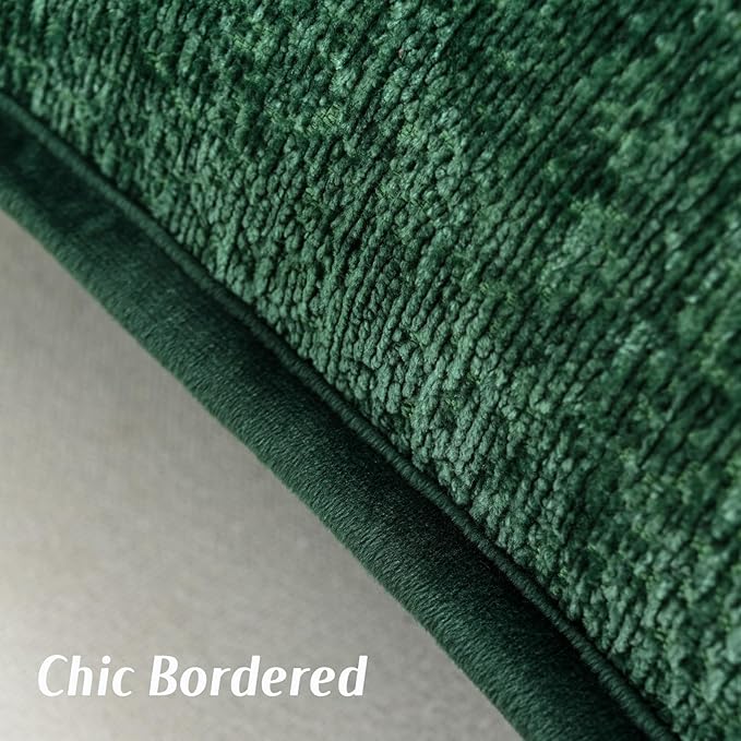 FUTEI Dark Green Chenille Throw Pillow Covers 20x20 Inch Set of 2,Soft Cozy Bound Edge Design Cushion Case,Home Decor for Couch Bed Living Room