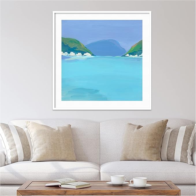 Amanti Art Framed Wall Art Print 41x41 Lake View by Kate Aurelia Holloway, Landscapes Wall Art, Coastal Decor, Oversize Poster Painting Artwork for Living Room, Bedroom, Bathroom, Kitchen, Office