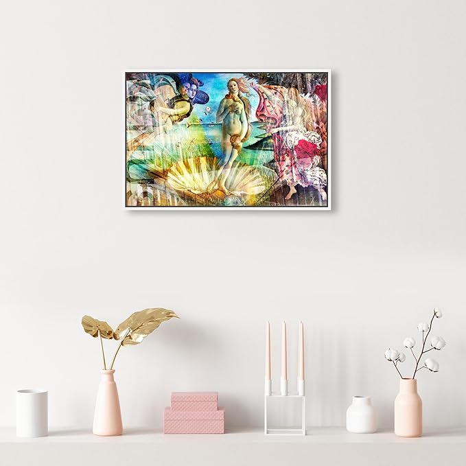 The Oliver Gal Artist Co. Spiritual and Religious Wall Art Framed Canvas Prints 'Birth of Venus - Botticelli' Zodiac