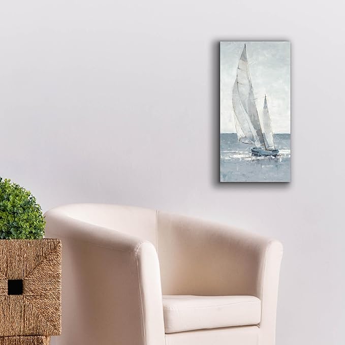 Epic Graffiti "Grey Seas I by Ethan Harper, Canvas Wall Art, 12"x24"