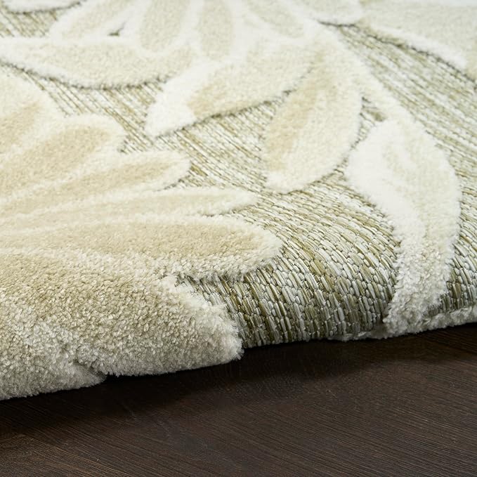 Nourison Home Aloha Ivory Sage 3'6" x 5'6" Area Rug - Easy Clean, Non Shedding, Bed Room, Living Room, Dining Room, Kitchen (4' x 6')
