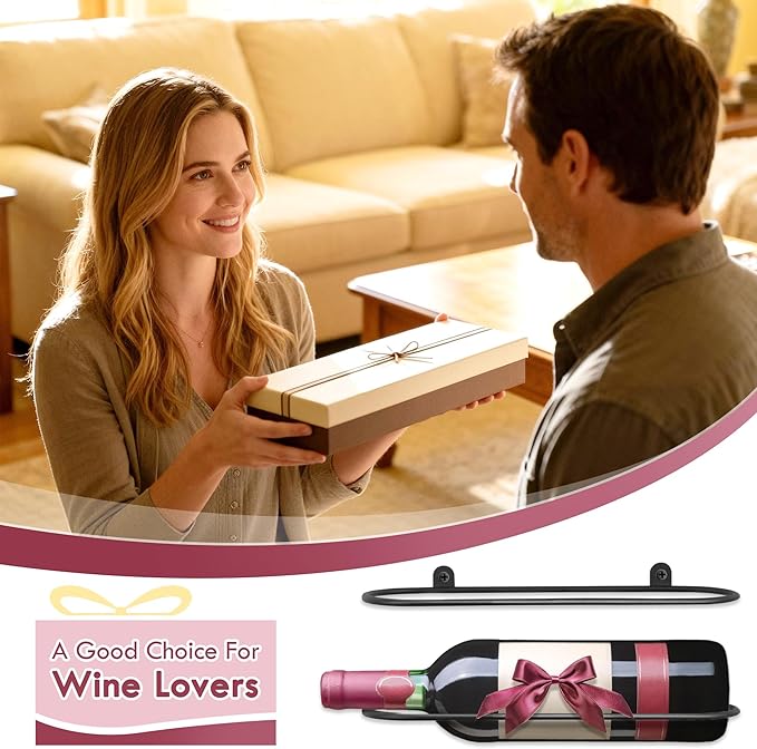 Wall Mounted Wine Rack: Individual Wall Wine Bottle Holder - for Wine Cellar Home Kitchen Bar Decor - 2Pcs