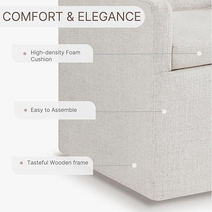 Upholstered Dining Chairs Set of 2, Modern Dining Room Chairs with Casters & Washable Cover, Rolling Accent Chair with Comfy Backrest for Kitchen, Farmhouse, Living Room, Cream Beige, 2 Box