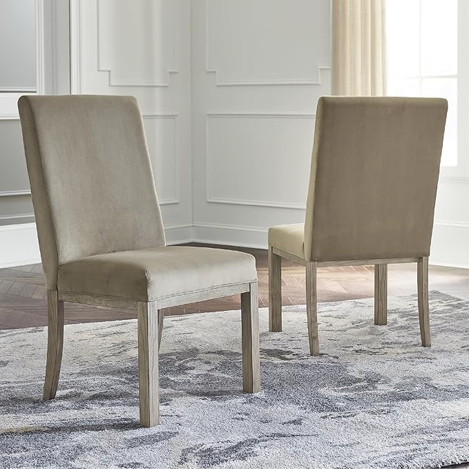 Signature Design by Ashley Chrestner Contemporary Upholstered Dining Chair, 2 Count, Gray & Brown