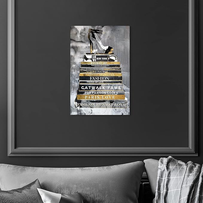 The Oliver Gal Artist Co. Fashion and Glam Wall Art Canvas Prints 'Fashion Thoughts Noir Classic' Shoes