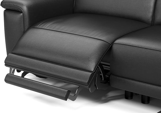 Valencia Pista Leather Reclining Sectional Sofa with Right Hand Chaise - Italian Nappa 11000 Top Grain Leather Couch - Power Reclining Seat with Leggett Adjustable Headrests - Black