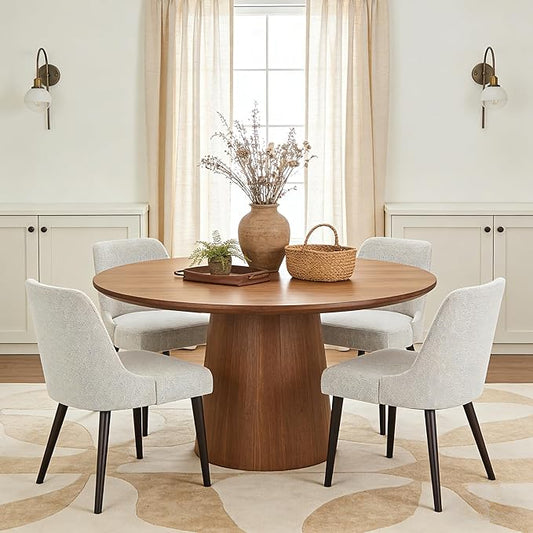 CHITA Mid-Century Modern Dining Chair, Upholstered Fabric Accent Chair,Set of 2, Ivory