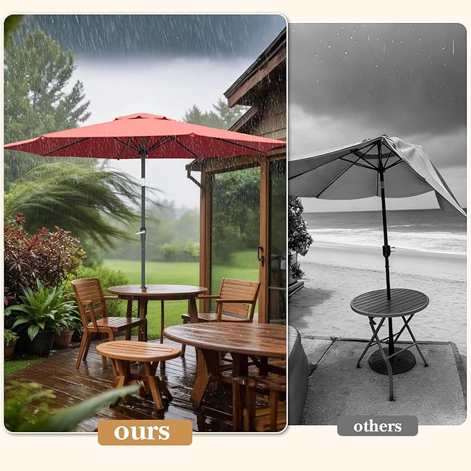 Sannwsg Outdoor Patio Umbrella,Table Umbrella with Push Button Tilt and Crank,Market Umbrella with 8 Sturdy Ribs,Yard Umbrella