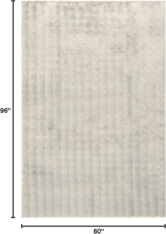 Nuloom Jeni Grey, 5' x 8', Solid Faux Rabbit, Fluffy and Cozy, High Traffic, Stain Resistant, Easy Clean, Durable Washable Area Rug for Bedroom, Living Room, Dining, Den, Foyer, Entryway
