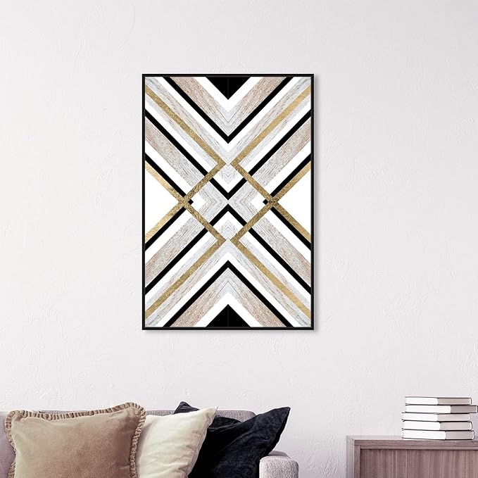 The Oliver Gal Artist Co. Abstract Framed Wall Art Canvas Prints 'Earthy Lux' Geometric Home Décor, 24" x 36", Brown, Gold