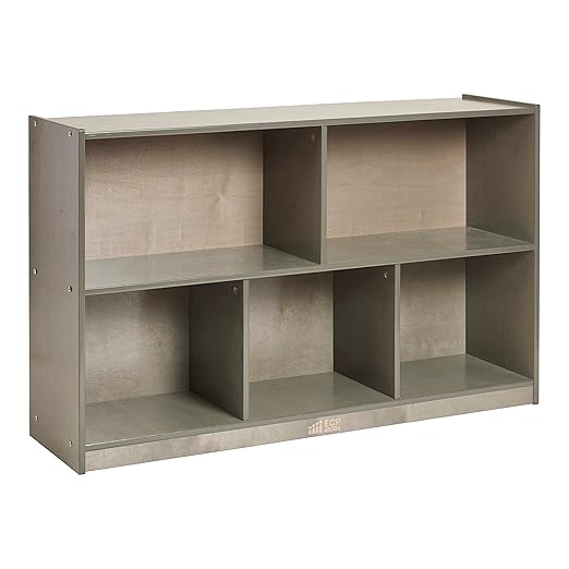 ECR4Kids 5-Compartment Mobile Storage Cabinet, Preschool, Classroom Furniture, Grey Wash
