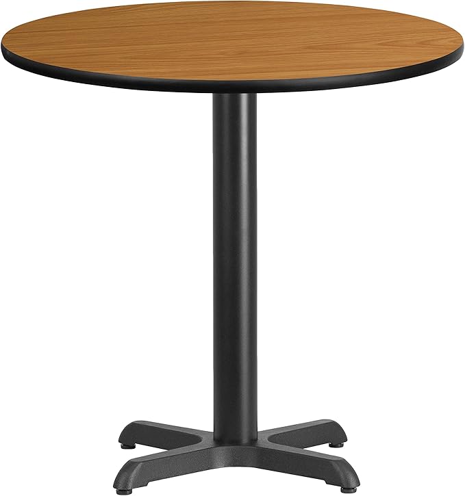 Flash Furniture Graniss 30'' Round Natural Laminate Table Top with 22'' x 22'' Table Height Base
