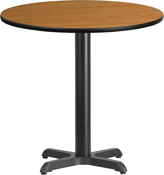 Flash Furniture Graniss 30'' Round Natural Laminate Table Top with 22'' x 22'' Table Height Base