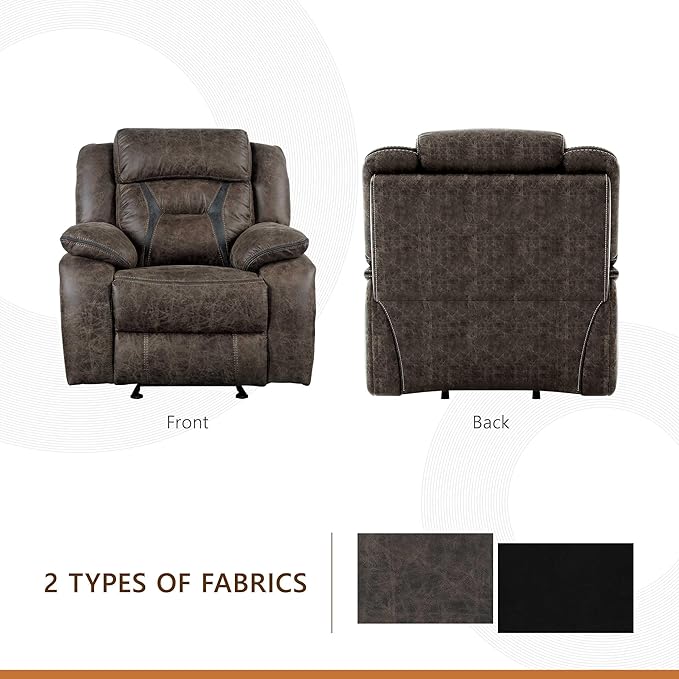 Homelegance Reclining Chair, Polished Microfiber Manual Glider Recliner, Dark Brown