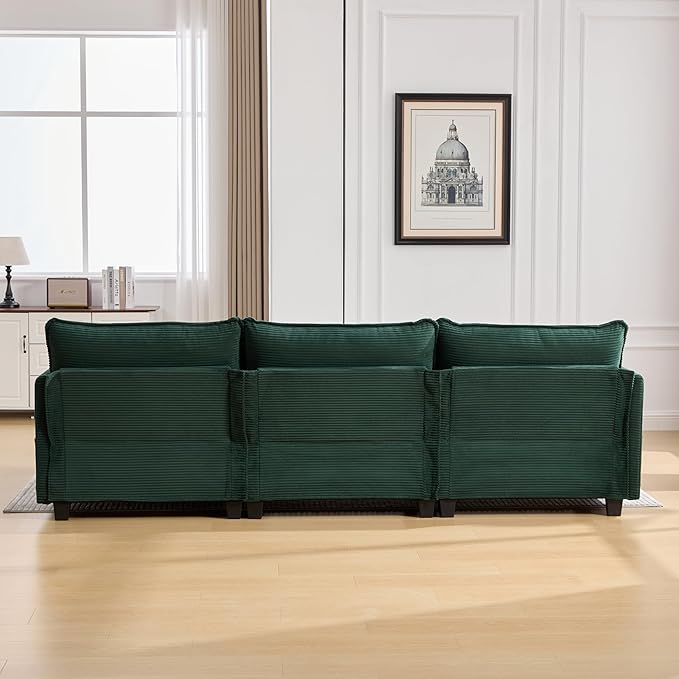 103" Oversized Modular Sectional Sofa Couch with Reversible Ottoman, Free Combination Convertible Corner Couch,Corduroy Upholstered Cloud Sectional Couch with Side Pockets | Multiple Cushions, DIY Combination, Removable Cover