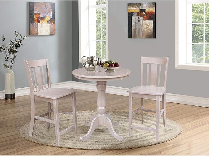 IC INTERNATIONAL CONCEPTS 30" Round Pedestal Gathering Height Table with 2 San Remo Counter Height Stools