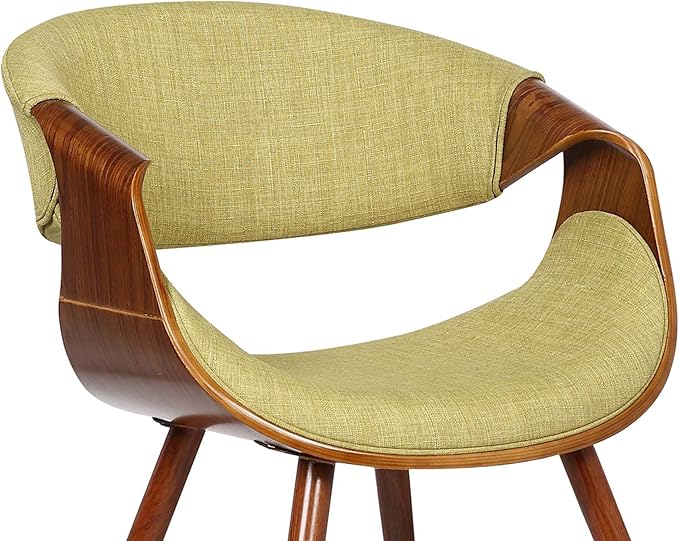 Armen Living Butterfly Mid-Century Dining Chair in Walnut Finish and Green Fabric - Set of 6