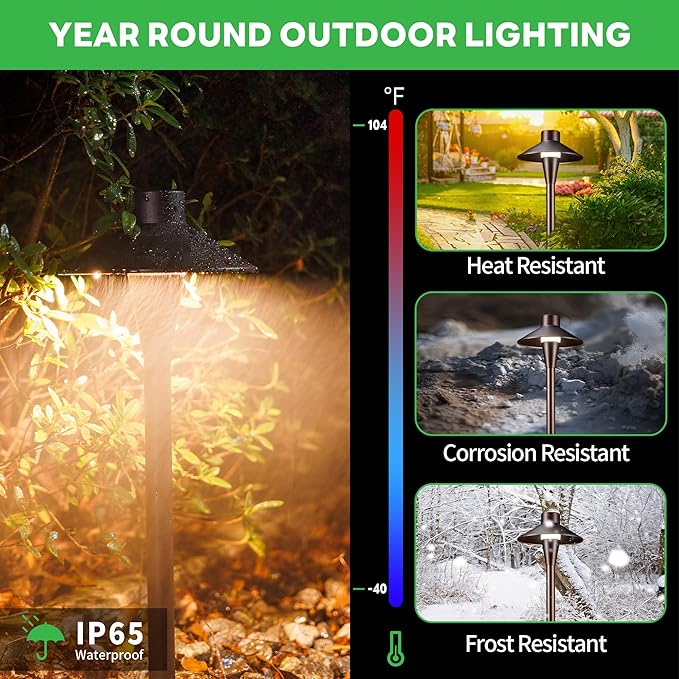 Chrisrmas Pathway Lights Smart, RGBCW Low Voltage Landscape Path Light 12V, Color Changing Walkway Lighting App Control, Outdoor LED Works with Alexa Aluminum ORB for Holiday Garden (4 Pack