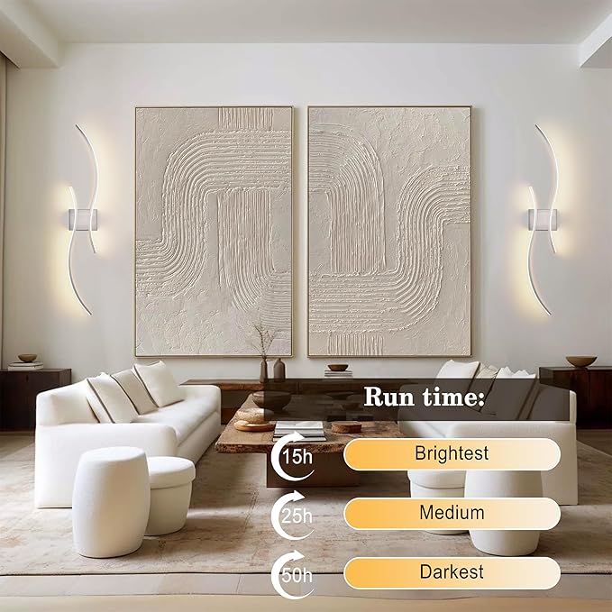 Battery Operated Wall Sconces Set of Two with Remote Control, Battery Wall Light, Stepless Colors 3000K-6000K & Dimming, Nickel Rechargeable Wall Sconces for Living Room, Hallway, Bedroom, 39.3 Inch